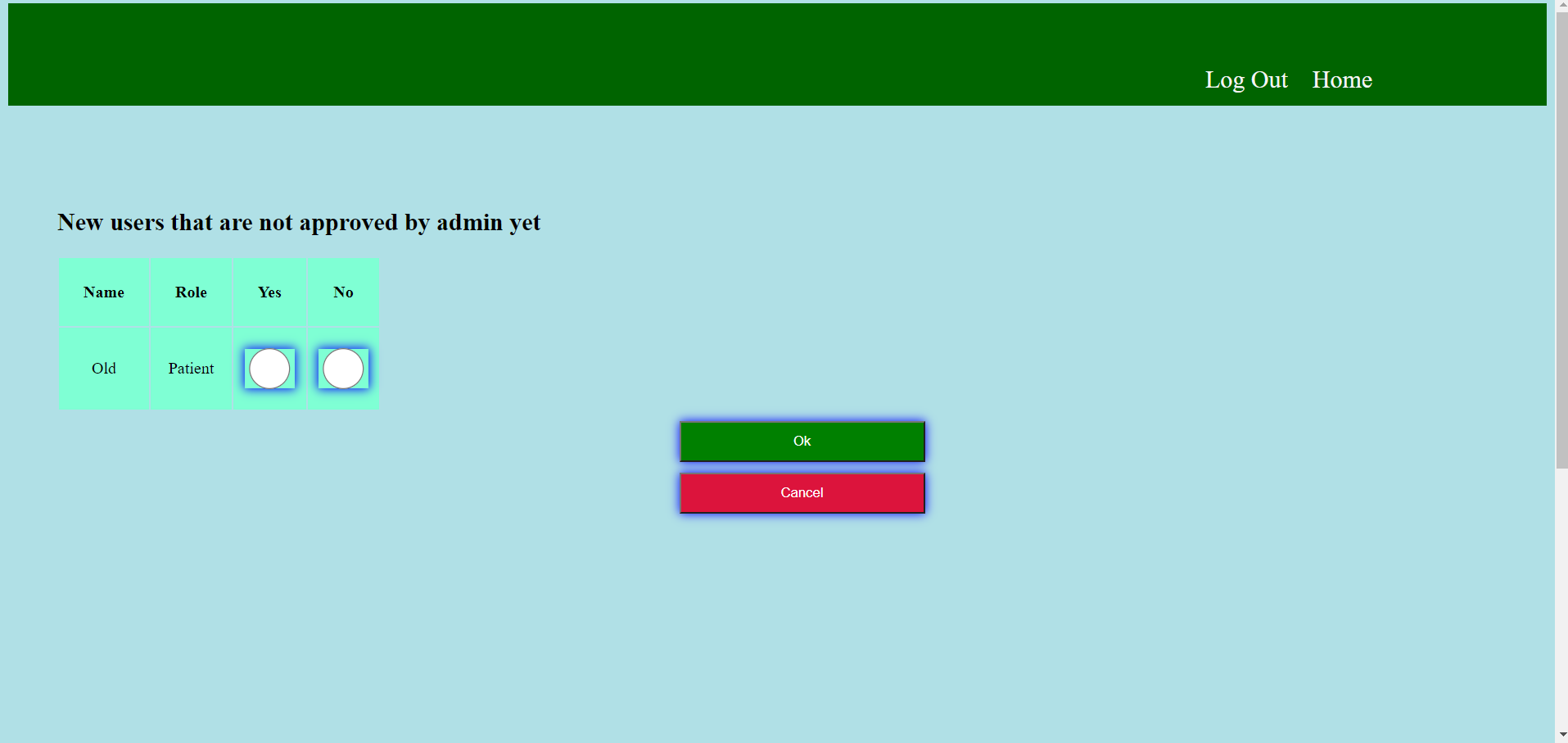 Image of the approval page of a mock Old Home website