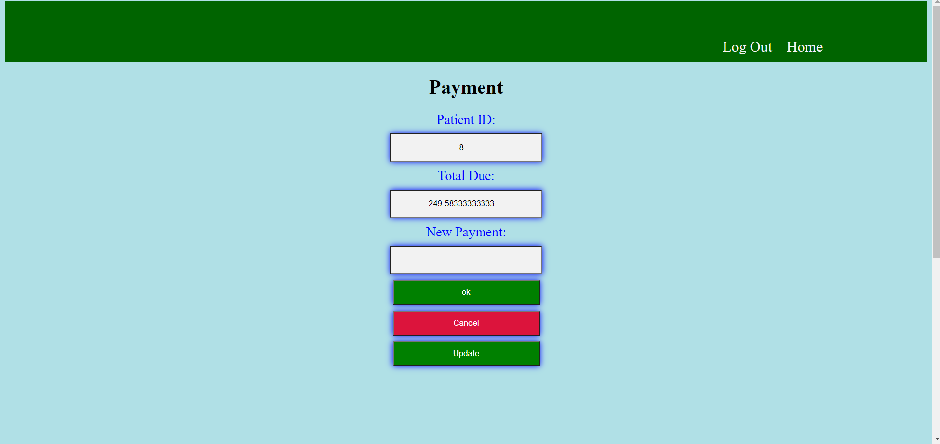 Image of the payment page of a mock Old Home website