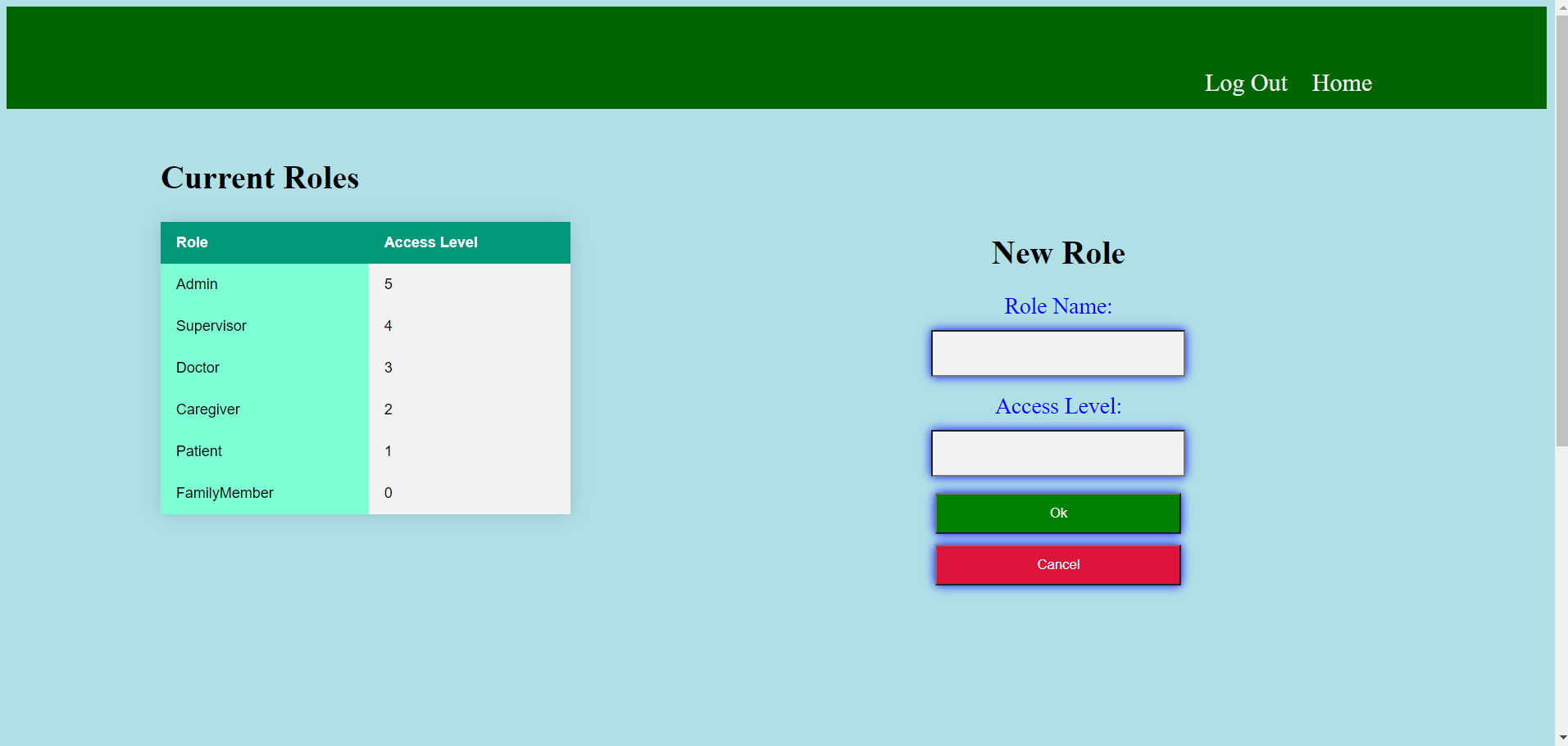 Image of the role page of a mock Old Home website